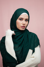 Load image into Gallery viewer, The Garden Green Emerald Pleated Chiffon Hijab