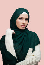Load image into Gallery viewer, The Garden Green Emerald Pleated Chiffon Hijab