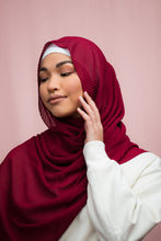 Load image into Gallery viewer, The Rosey Red Pleated Chiffon Hijab