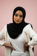 Load image into Gallery viewer, The Black Crinkle Chiffon Hijab Scarf by Suriah Scarves