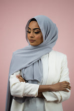 Load image into Gallery viewer, The Ice Grey Crinkle Chiffon Hijab Scarf by Suriah Scarves