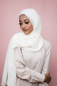 The white Hijab Shimmer Chiffon by Suriah Scarves