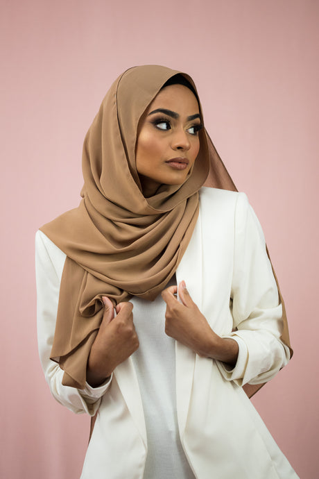 The Toffee Crinkle Chiffon Hijab Scarf by Suriah Scarves