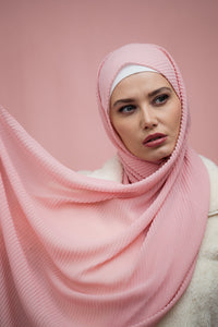 The Peony Pink Pleated Chiffon Hijab