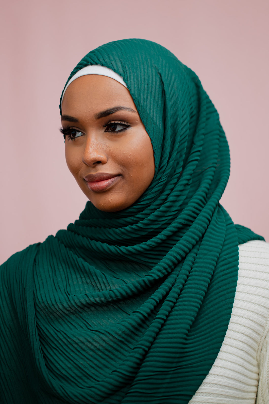 The Garden Green Emerald Pleated Chiffon Hijab