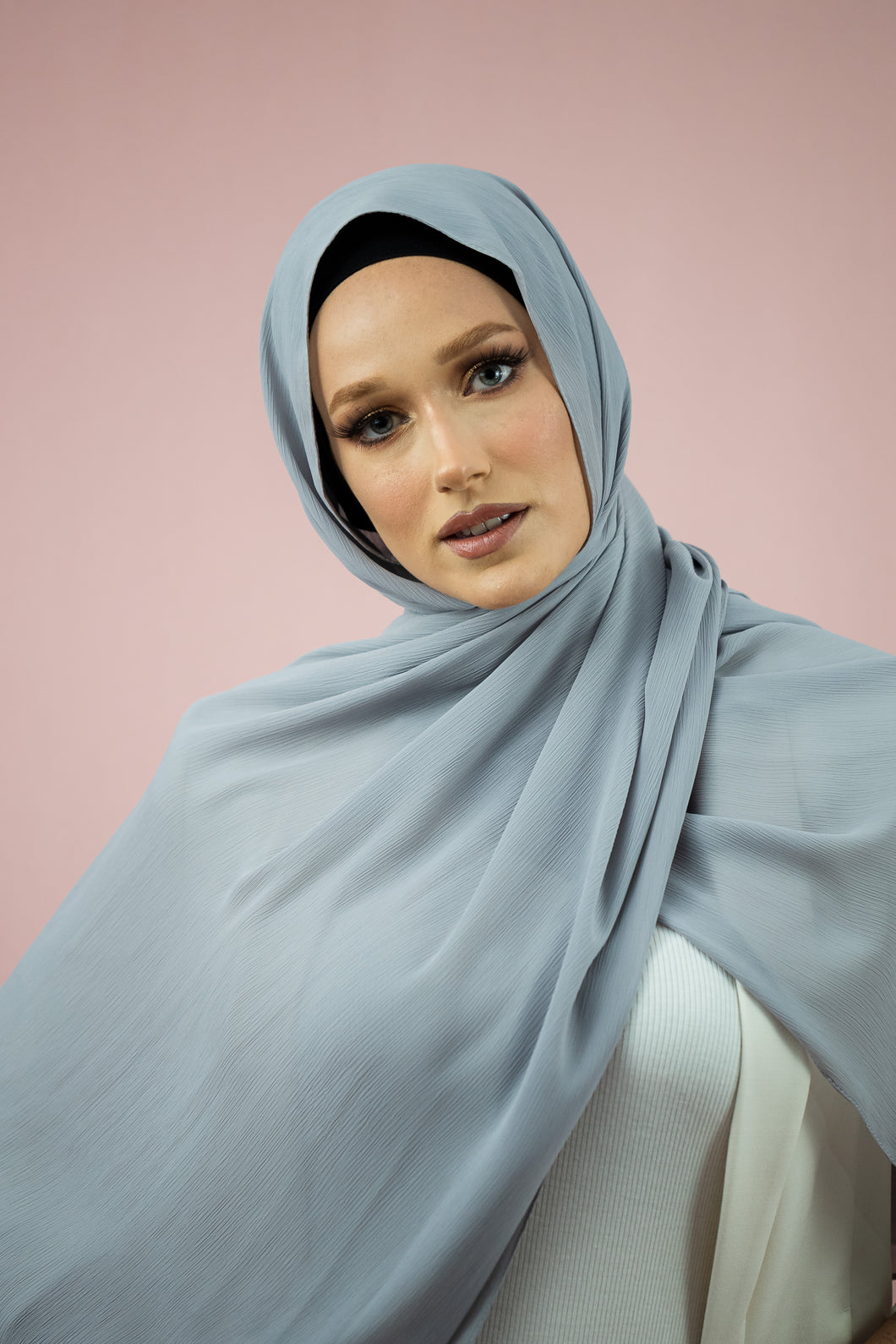 The Ice Grey Crinkle Chiffon Hijab Scarf by Suriah Scarves