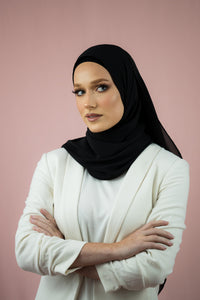 The Black Crinkle Chiffon Hijab Scarf by Suriah Scarves