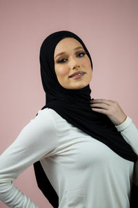 The Relaxed Black Jersey-Suriah Scarves