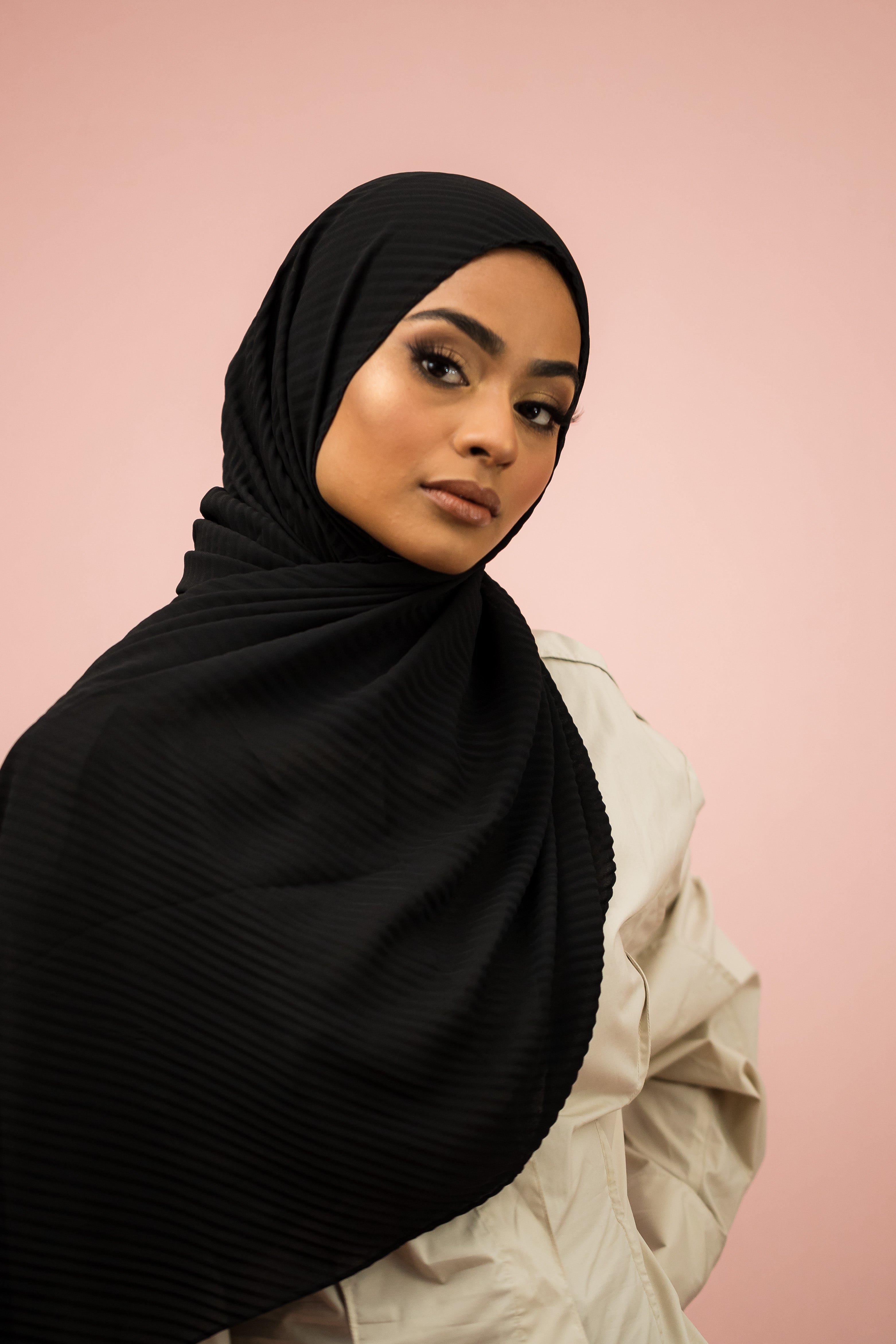 The Black Pleated Chiffon Hijab Scarf by Suriah Scarves