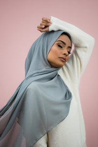The Grey Shimmer Chiffon Hijab Scarf by Suriah Scarves